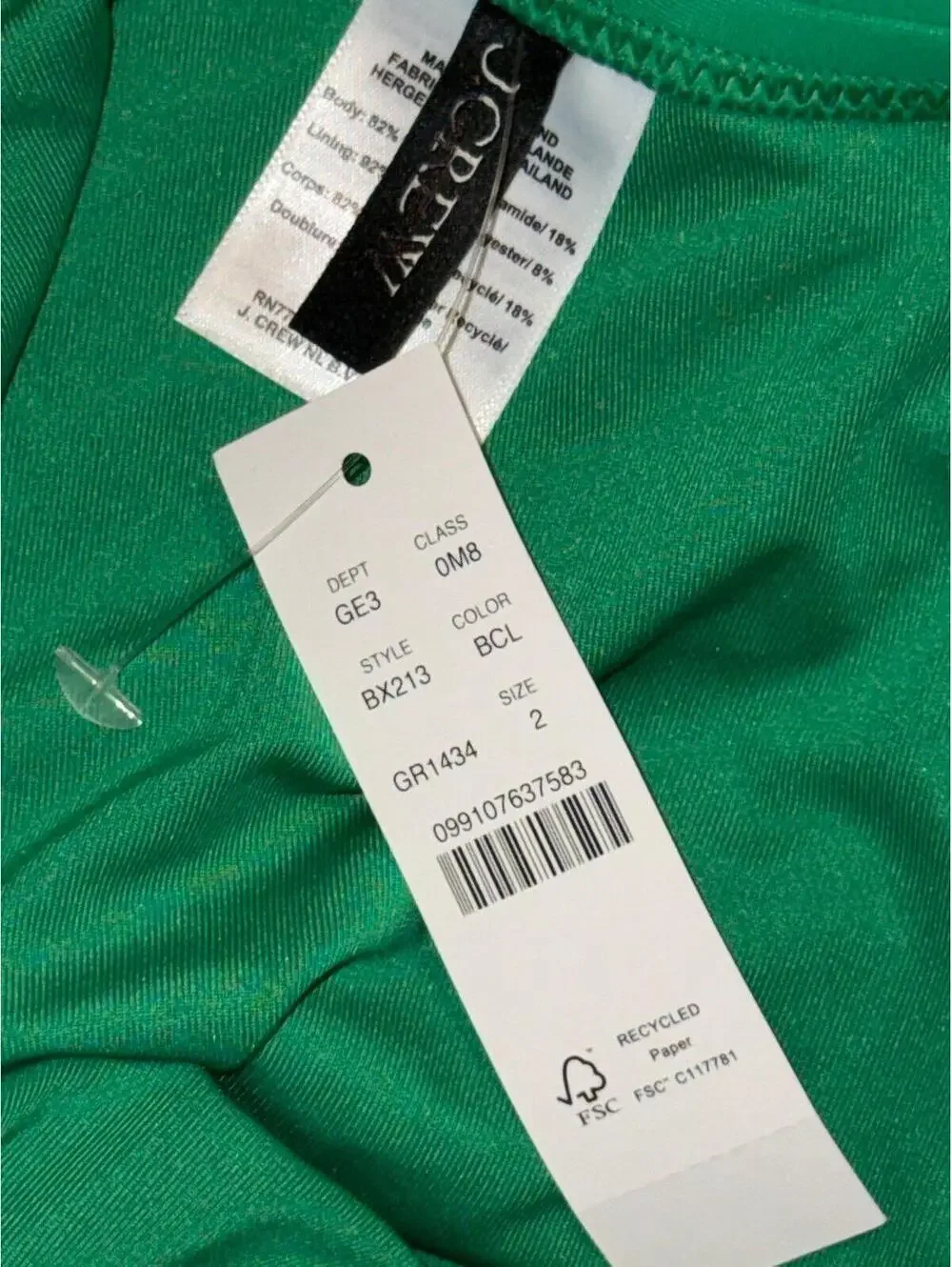 J.Crew One Shoulder Ruched One Piece Swimsuit Green Size 2 NWT - Picture 4 of 4